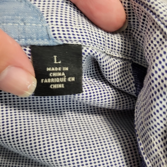 Scotch & Soda Blue Dot Button-Down Patch Elbow Shirt - Picture 11 of 12